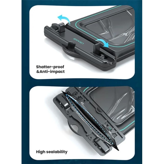 USAMS αδιάβροχη θήκη smartphone US-YD013, έως 6.7", IP68, μαύρη