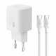 POWERTECH φορτιστής τοίχου PT-1350 με καλώδιο, USB-C, 36W, GaN, λευκός POWERTECH φορτιστής τοίχου PT-1350 με καλώδιο, USB-C, 36W, GaN, λευκός