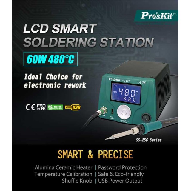PROSKIT σταθμός συγκόλλησης SS-256B με κολλητήρι, 60W, 200~480 °C PROSKIT σταθμός συγκόλλησης SS-256B με κολλητήρι, 60W, 200~480 °C
