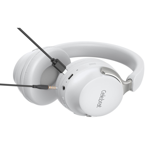 CELEBRAT headphones A40, ασύρματα & ενσύρματα, 40mm, 250mAh, λευκά CELEBRAT headphones A40, ασύρματα & ενσύρματα, 40mm, 250mAh, λευκά
