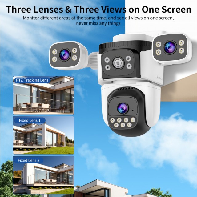 VSTARCAM smart κάμερα CS621SR, triple lens, 2MP, WiFi, SD, PTZ, IP66 VSTARCAM smart κάμερα CS621SR, triple lens, 2MP, WiFi, SD, PTZ, IP66
