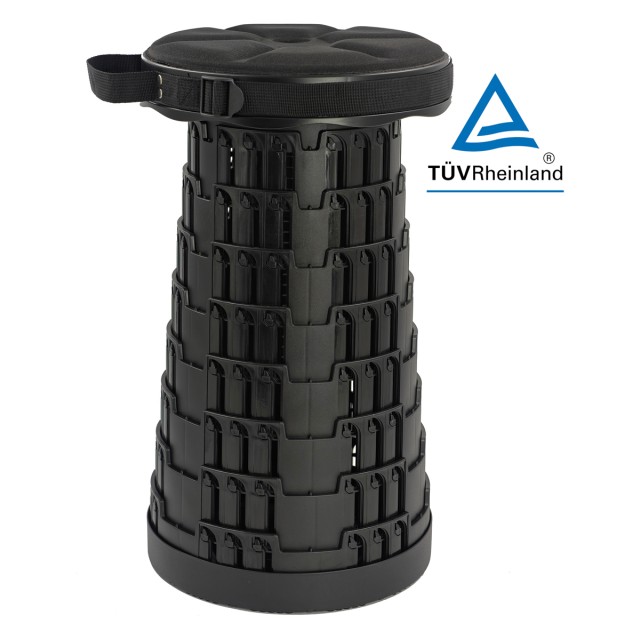 POWERTECH πτυσσόμενο καρεκλάκι HUH-0235 με μαξιλάρι, αντοχή έως 250kg, 25.5x45cm, μαύρο