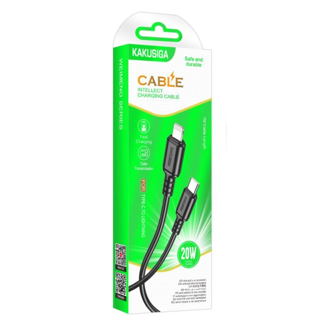 KAKUSIGA καλώδιο Lightning σε USB-C KSC-982, 20W, 480Mbps, 1m, μαύρο