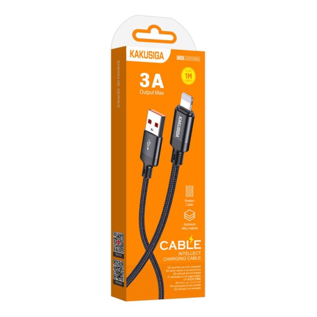 KAKUSIGA καλώδιο Lightning σε USB KSC-970, 15W, 480Mbps, 1m, μαύρο