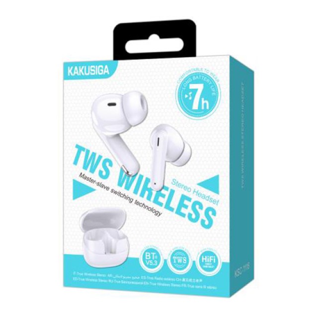 KAKUSIGA earphones με θήκη φόρτισης KSC-1116, True Wireless, 13mm, 40/320mAh, λευκά KAKUSIGA earphones με θήκη φόρτισης KSC-1116, True Wireless, 13mm, 40/320mAh, λευκά