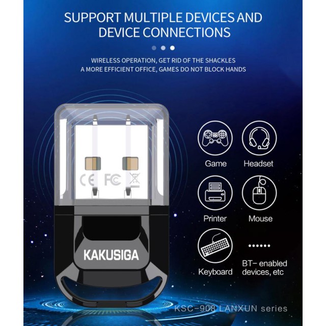 KAKUSIGA USB αντάπτορας Bluetooth 5.0 KSC-908, μαύρος