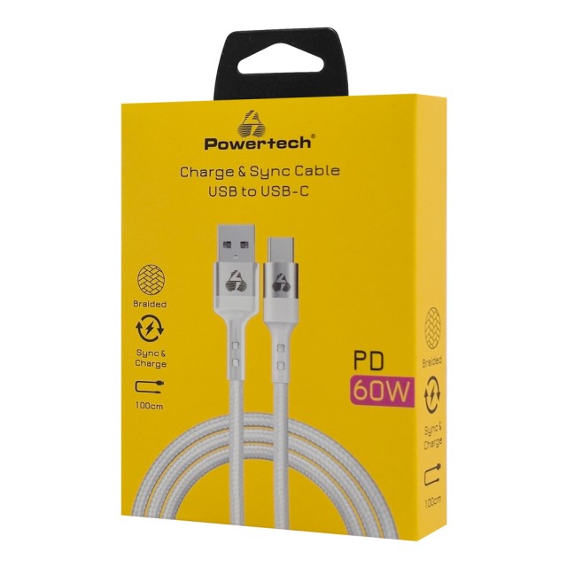POWERTECH καλώδιο USB-C σε USB PTR-0160, 60W, 480Mbps, 1m, λευκό
