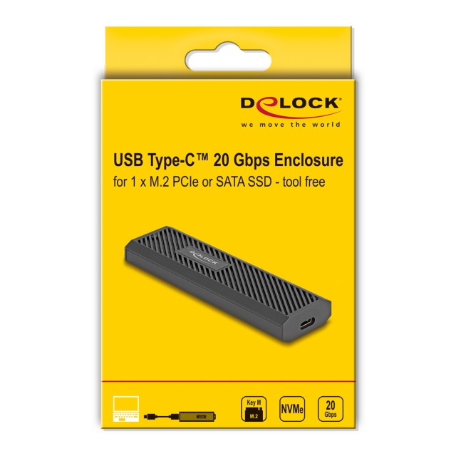 DELOCK θήκη για M.2 NVMe PCIe/SATA SSD 42031, 20Gbps, tool free, μαύρη DELOCK θήκη για M.2 NVMe PCIe/SATA SSD 42031, 20Gbps, tool free, μαύρη