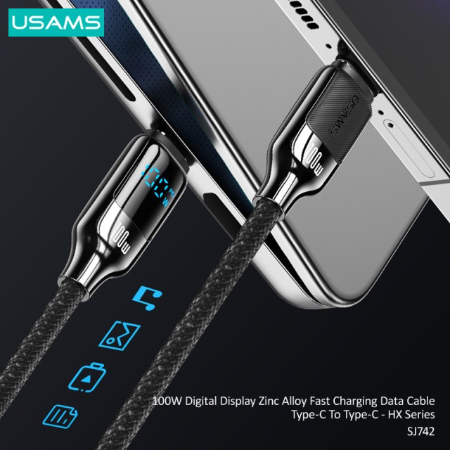 USAMS καλώδιο USB-C SJ742, 100W, 480Mbps, 1.2m, λευκό