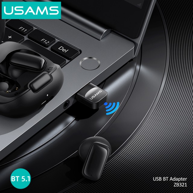 USAMS USB αντάπτορας Bluetooth 5.1 ZB321, μαύρος USAMS USB αντάπτορας Bluetooth 5.1 ZB321, μαύρος