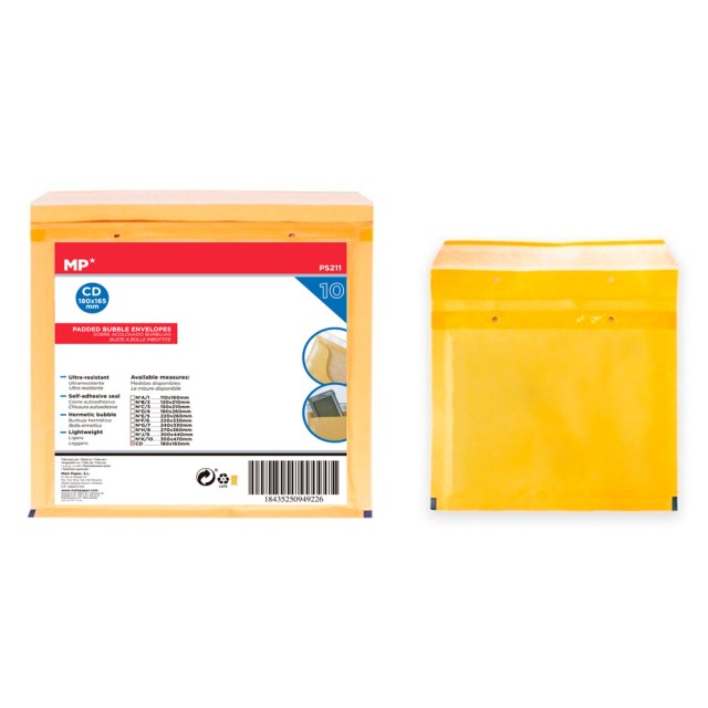 MP σετ φάκελοι με φυσαλίδες PS211, 180x165mm, καφέ, 10τμχ MP σετ φάκελοι με φυσαλίδες PS211, 180x165mm, καφέ, 10τμχ