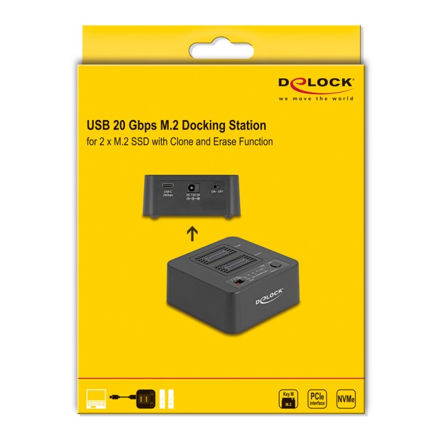 DELOCK docking station 64300 για 2x M.2 NVMe SSD, clone/erase function, 20Gbps, μαύρο DELOCK docking station 64300 για 2x M.2 NVMe SSD, clone/erase function, 20Gbps, μαύρο