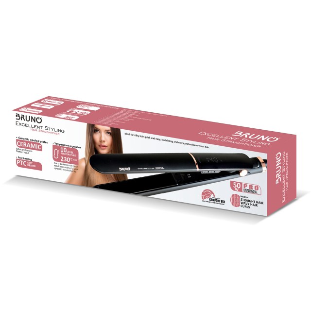 BRUNO BRN-0219 Ισιωτική πρέσα μαλλιών με κεραμικές πλάκες, 50W, ψηφιακή ένδειξη, black-copper BRUNO BRN-0219 Ισιωτική πρέσα μαλλιών με κεραμικές πλάκες, 50W, ψηφιακή ένδειξη, black-copper