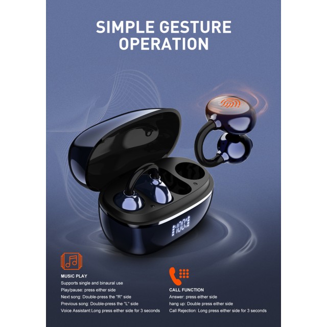 LDNIO earphones με θήκη φόρτισης T09, OWS, Φ10mm, 35/400mAh, μπλε LDNIO earphones με θήκη φόρτισης T09, OWS, Φ10mm, 35/400mAh, μπλε