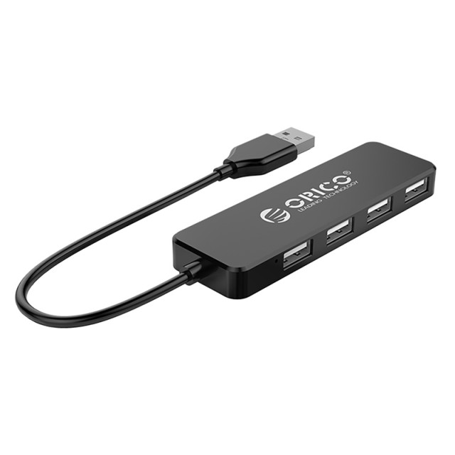 ORICO USB hub FL01, 4x θυρών, USB 2.0, 480Mbps, USB σύνδεση, μαύρο