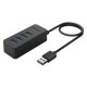 ORICO USB hub W5P-U3, 4x θυρών, USB 3.0, 5Gbps, USB σύνδεση, 1m καλώδιο, μαύρο