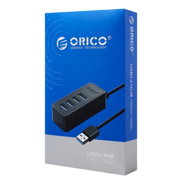 ORICO USB hub W5P-U3, 4x θυρών, USB 3.0, 5Gbps, USB σύνδεση, 1m καλώδιο, μαύρο