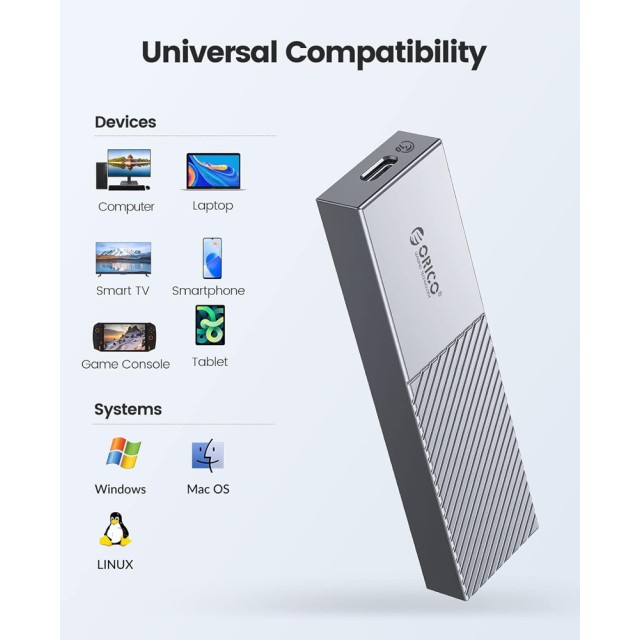 ORICO θήκη για M.2 NVME SSD M206C3-G2, 10Gbps, γκρι ORICO θήκη για M.2 NVME SSD M206C3-G2, 10Gbps, γκρι