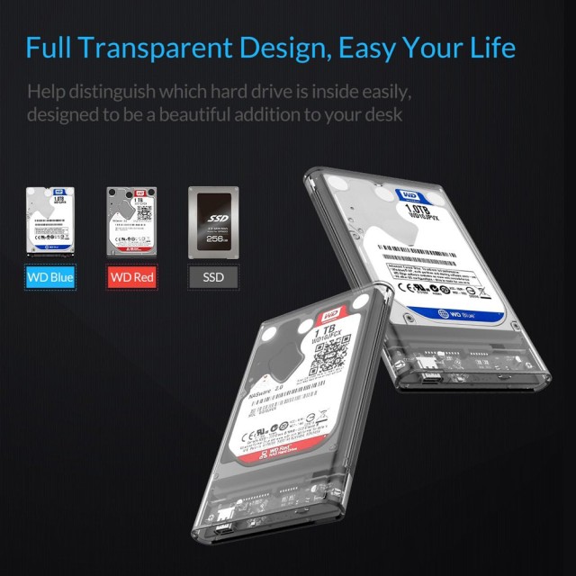 ORICO θήκη για 2.5" SATA HDD/SSD 2139C3, 5Gbps, διάφανη ORICO θήκη για 2.5" SATA HDD/SSD 2139C3, 5Gbps, διάφανη