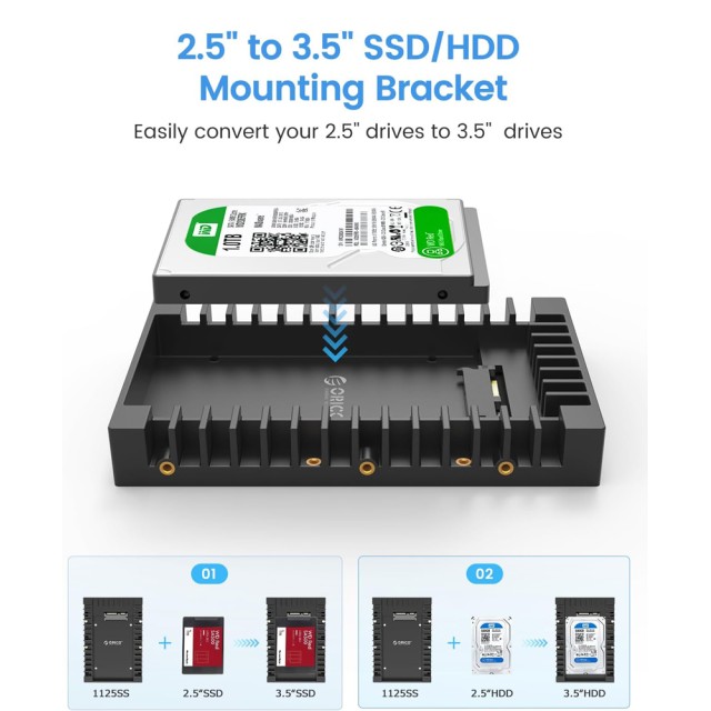 ORICO tray μετατροπής από 3.5" σε 2.5" 1125SS-V1, 6Gbps, μαύρο