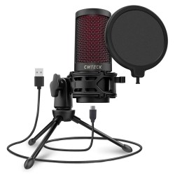 CMTECK επιτραπέζιο μικρόφωνο XM550 με pop φίλτρο, καρδιοειδές, USB, μαύρο
