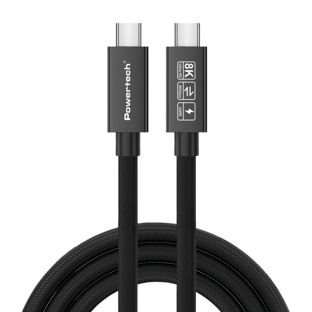 POWERTECH καλώδιο USB-C PTR-0165, USB4, 240W, 40Gbps, 8K/60Hz, 1m, μαύρο