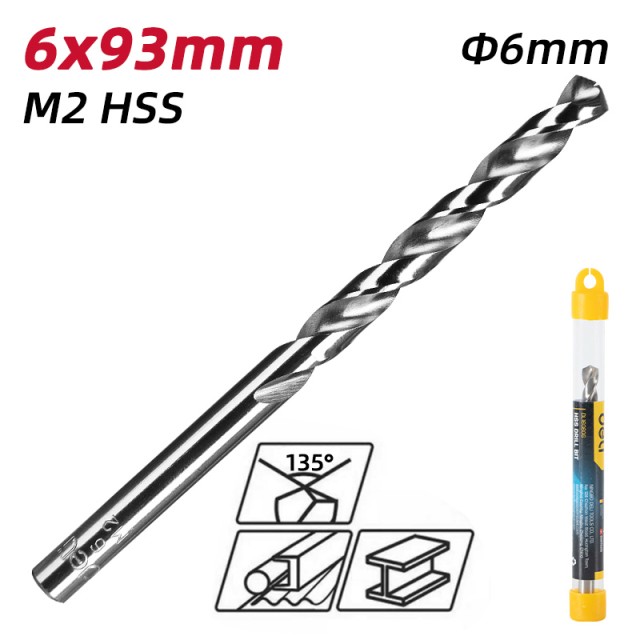 DELI τρυπάνι DL16060G για μέταλλο, M2 HSS, 6x93mm