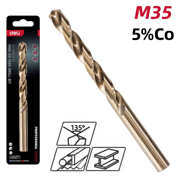 DELI τρυπάνι DH-MHZ120-E2 για μέταλλο, M35 HSS 5% κοβαλτίου, DIN 388, 12x151mm DELI τρυπάνι DH-MHZ120-E2 για μέταλλο, M35 HSS 5% κοβαλτίου, DIN 388, 12x151mm