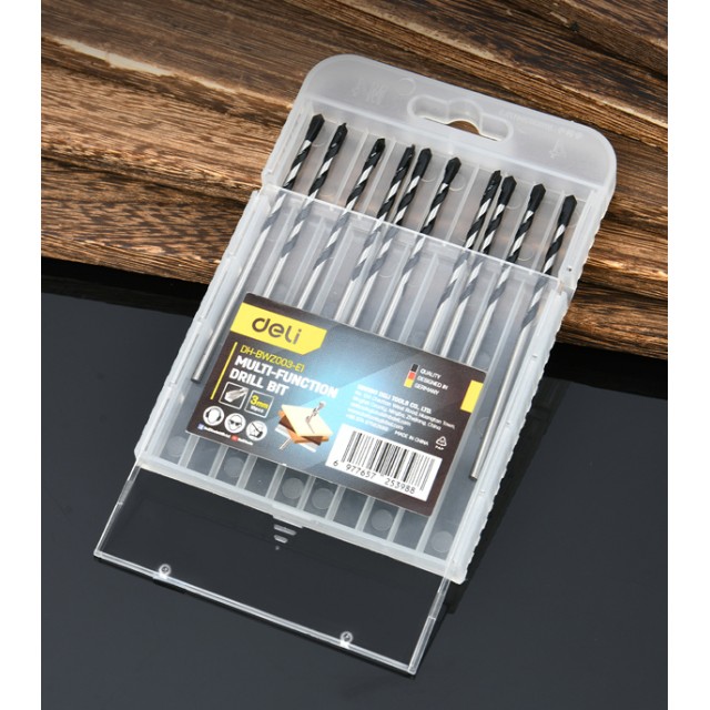 DELI σετ τρυπάνια DH-BWZ003-E1 για τοίχο/μέταλλο/ξύλο, 45# YG6X, 3x80mm, 10τμχ