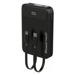 POWERTECH power bank με καλώδια και οθόνη PT-1417 10000mAh, 22.5W, μαύρο