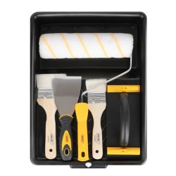 DELI σετ βαφής DL528006, ρολό/2x πινέλα/σπάτουλα/γυαλοχαρτιέρα/σκάφη, 6τμχ