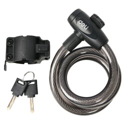 DELI κλειδαριά ποδηλάτου με κλειδί DL508062, Φ12mm, 1m, μαύρη