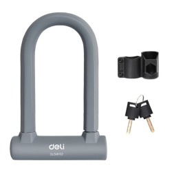DELI κλειδαριά πέταλο ποδηλάτου με κλειδί DL508102, 126x196mm, γκρι
