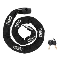 DELI κλειδαριά ποδηλάτου με κλειδί DL508021, Φ4mm, 1m, μαύρη