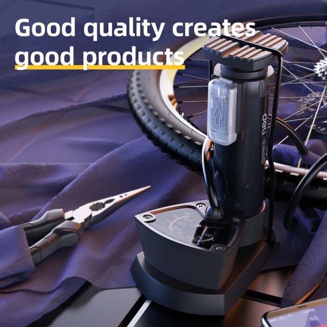 DELI τρόμπα ποδιού DL880003 με μανόμετρο, 140PSI, μαύρη