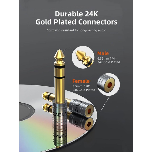 CABLETIME αντάπτορας ήχου 6.3mm σε 3.5mm CT-6M3F-AG, gold plated, γκρι