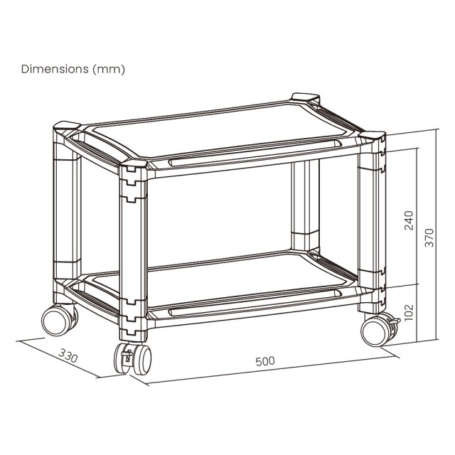 BRATECK ραφιέρα δαπέδου AMS-4L με ροδάκια, 2 ράφια, 50x33x37cm, έως 10kg, μαύρη BRATECK ραφιέρα δαπέδου AMS-4L με ροδάκια, 2 ράφια, 50x33x37cm, έως 10kg, μαύρη