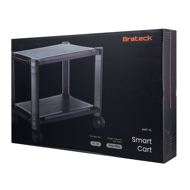 BRATECK ραφιέρα δαπέδου AMS-4L με ροδάκια, 2 ράφια, 50x33x37cm, έως 10kg, μαύρη BRATECK ραφιέρα δαπέδου AMS-4L με ροδάκια, 2 ράφια, 50x33x37cm, έως 10kg, μαύρη