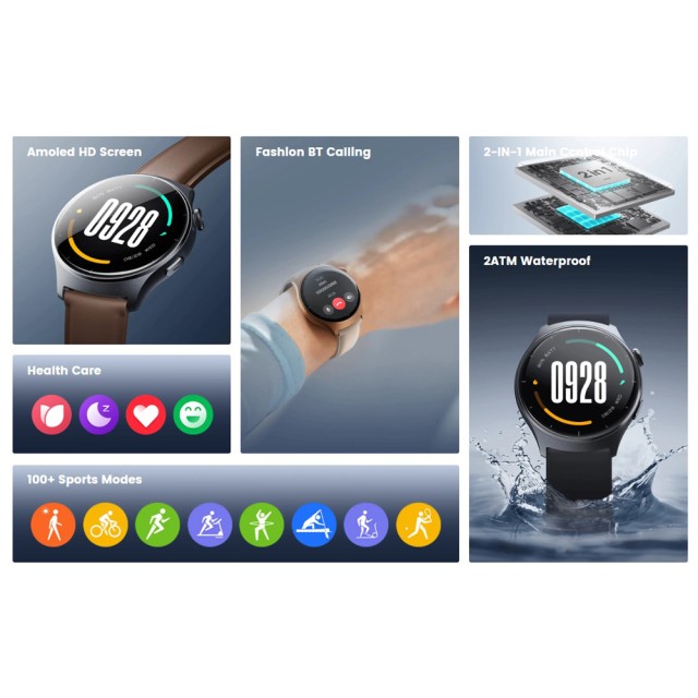 MIBRO smartwatch Lite 3 με 2x λουράκια, heart rate, 1.3" AMOLED, 2 ATM, γκρι/καφέ MIBRO smartwatch Lite 3 με 2x λουράκια, heart rate, 1.3" AMOLED, 2 ATM, γκρι/καφέ