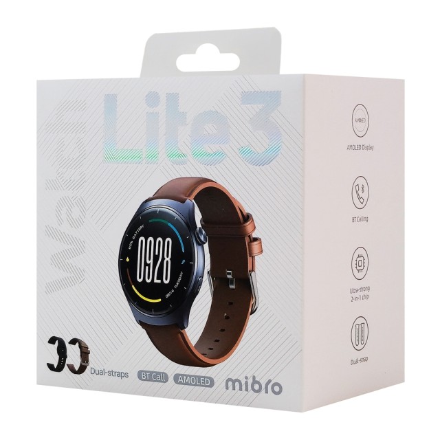 MIBRO smartwatch Lite 3 με 2x λουράκια, heart rate, 1.3" AMOLED, 2 ATM, γκρι/καφέ MIBRO smartwatch Lite 3 με 2x λουράκια, heart rate, 1.3" AMOLED, 2 ATM, γκρι/καφέ
