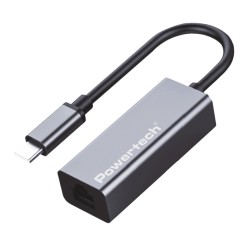 POWERTECH αντάπτορας δικτύου PT-1455, USB-C, 1000Mbps Ethernet, γκρι