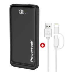 POWERTECH power bank με οθόνη & καλώδιο USB σε Micro/Lightning BNDL-0197, 10000mAh