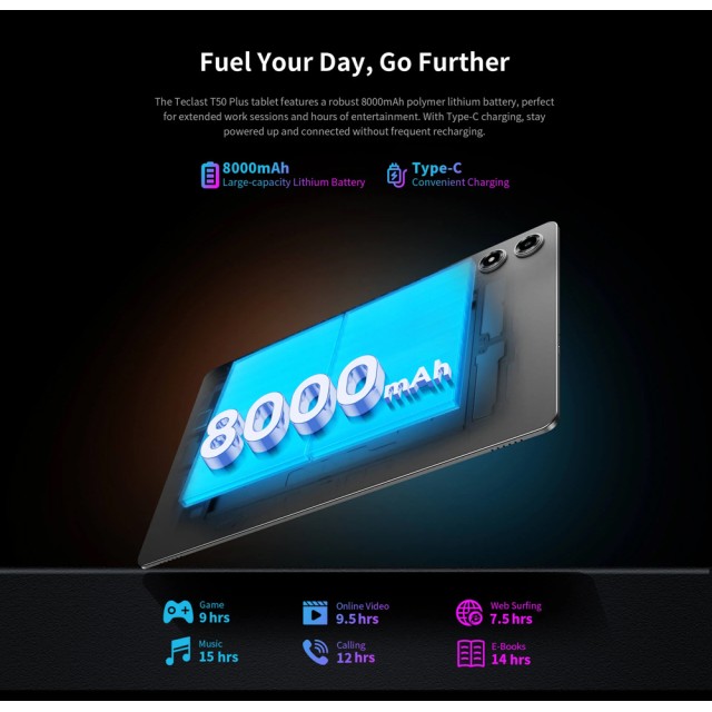 TECLAST tablet T50 Plus 2025, 11", 8/256GB, 4G, Android 15, 8000mAh, γκρι TECLAST tablet T50 Plus 2025, 11", 8/256GB, 4G, Android 15, 8000mAh, γκρι