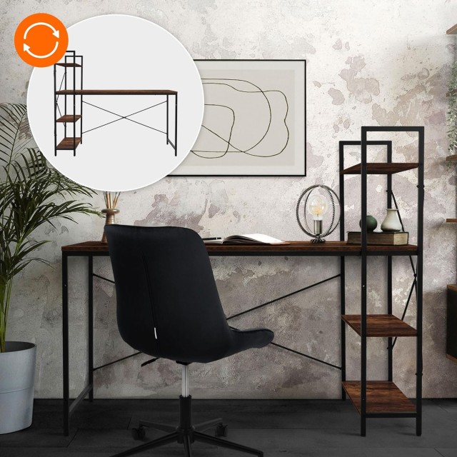 HOME USE γραφείο HUH-0249 με ραφιέρα, 120x60x122cm, καφέ/μαύρο HOME USE γραφείο HUH-0249 με ραφιέρα, 120x60x122cm, καφέ/μαύρο