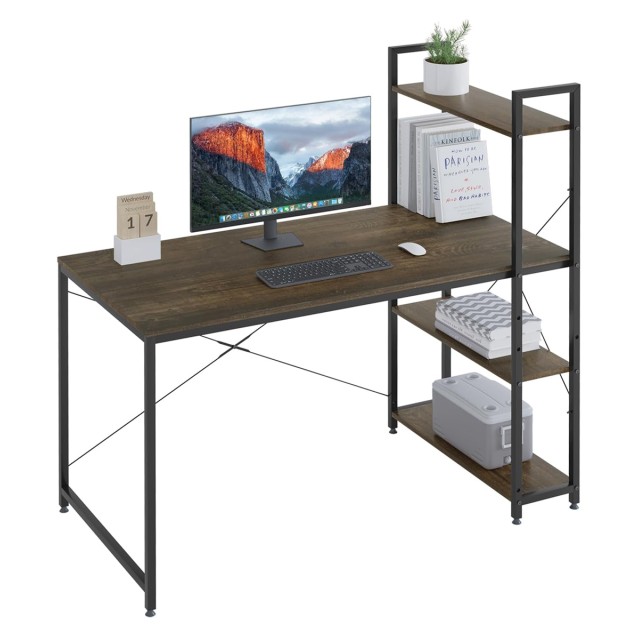 HOME USE γραφείο HUH-0249 με ραφιέρα, 120x60x122cm, καφέ/μαύρο HOME USE γραφείο HUH-0249 με ραφιέρα, 120x60x122cm, καφέ/μαύρο