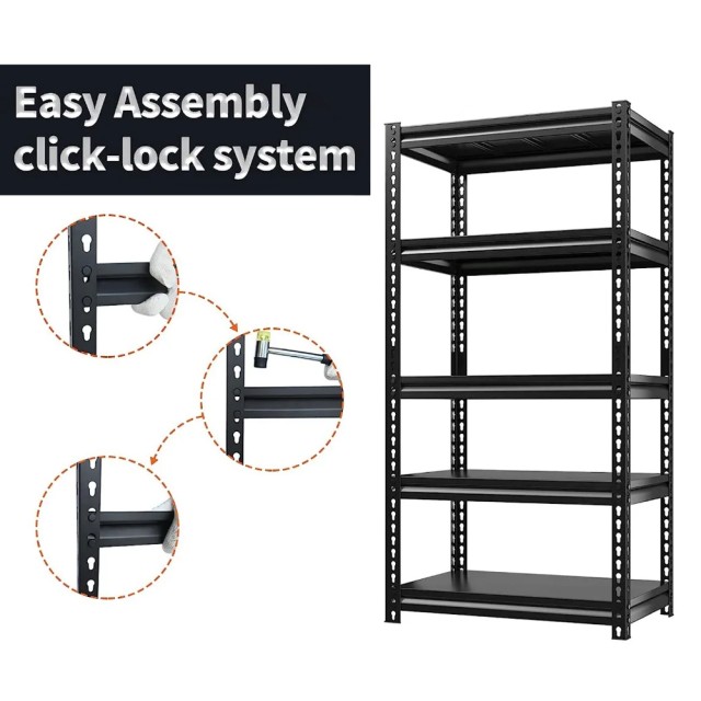 HOME USE μεταλλική ραφιέρα HUH-0248 με 5 ράφια, 90x40x183cm, μαύρη HOME USE μεταλλική ραφιέρα HUH-0248 με 5 ράφια, 90x40x183cm, μαύρη