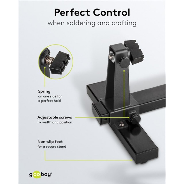 GOOBAY βάση στήριξης πλακέτας 76559 με θέση για κολλητήρι, 360°, μαύρη GOOBAY βάση στήριξης πλακέτας 76559 με θέση για κολλητήρι, 360°, μαύρη