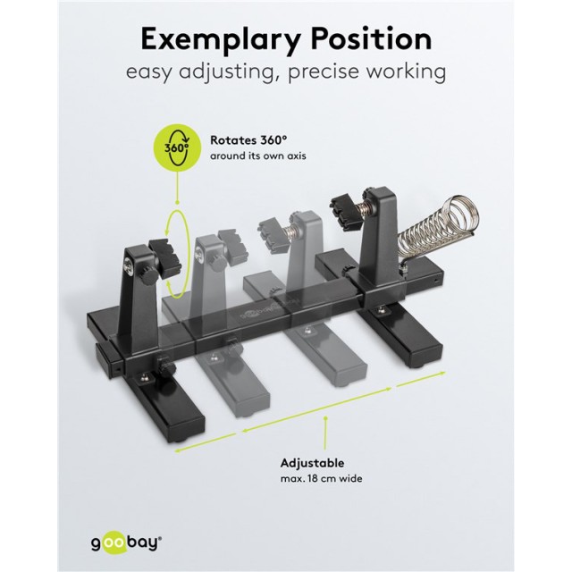 GOOBAY βάση στήριξης πλακέτας 76559 με θέση για κολλητήρι, 360°, μαύρη GOOBAY βάση στήριξης πλακέτας 76559 με θέση για κολλητήρι, 360°, μαύρη