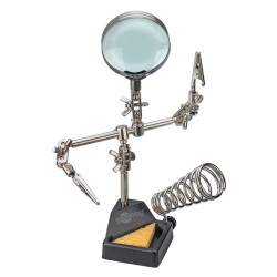 GOOBAY βάση στήριξης πλακέτας 76560 με μεγεθυντικό φακό & θέση για κολλητήρι, 2x βραχίονες, μαύρη