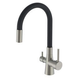 BRUNO μπαταρία πάγκου κουζίνας BRN-0239, τρίοδη, αναμεικτική, μαύρη/ασημί